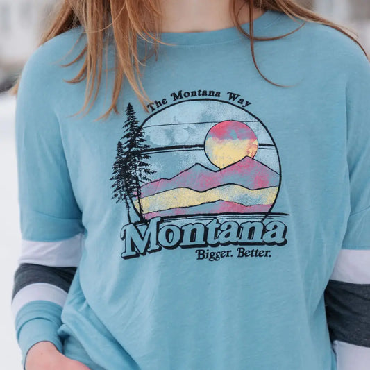 Bigger. Better. Sky Blue Montana Striped Sleeve Top