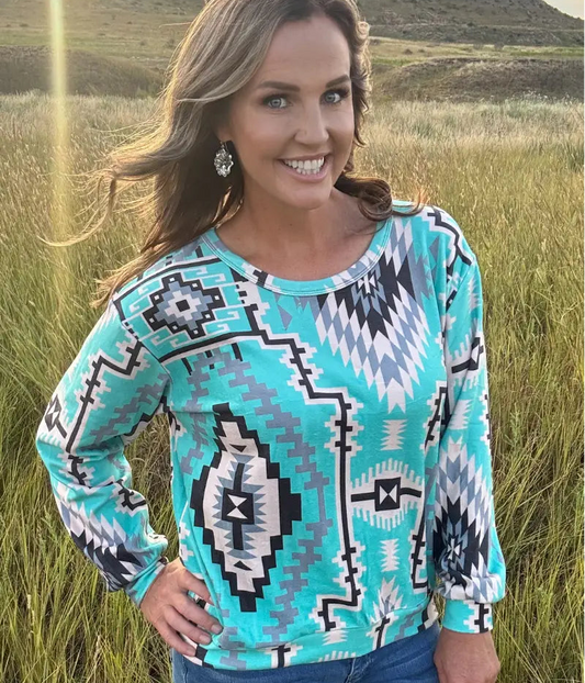 Blue Ridge Aztec Top