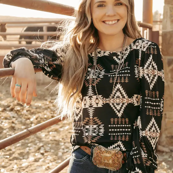 Andes Aztec Knit Top