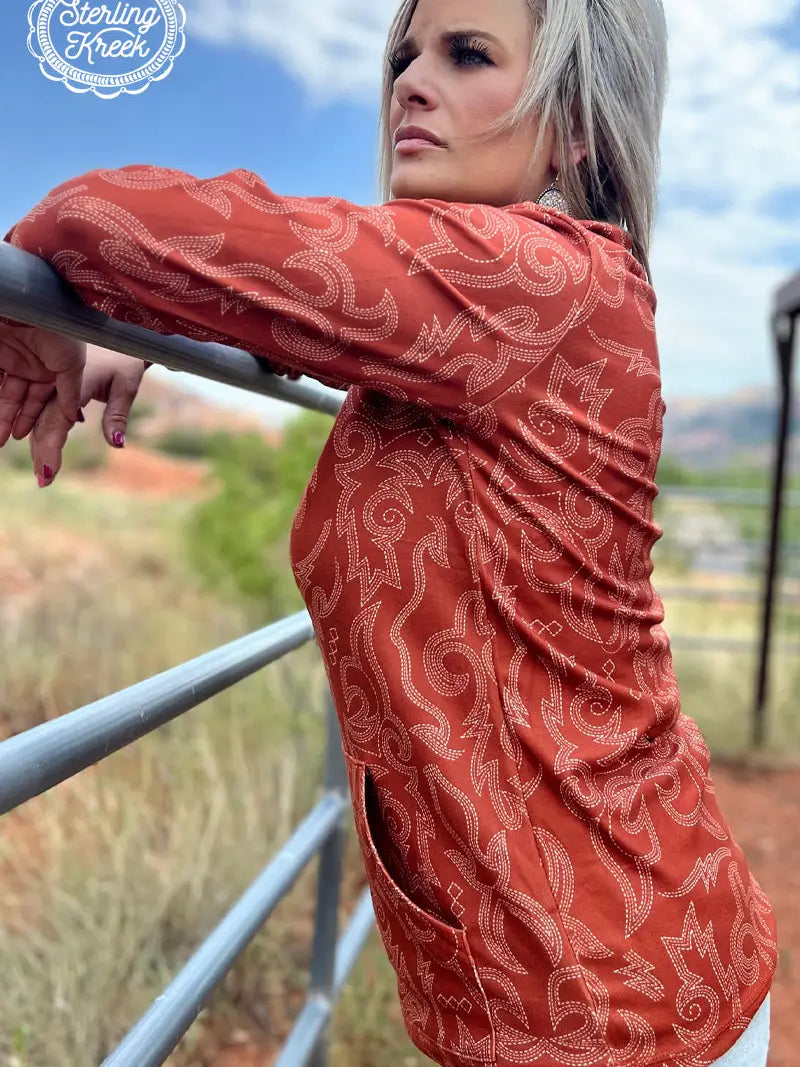 Rustic Ranch Quarter-Zip Boot Stitch Pullover