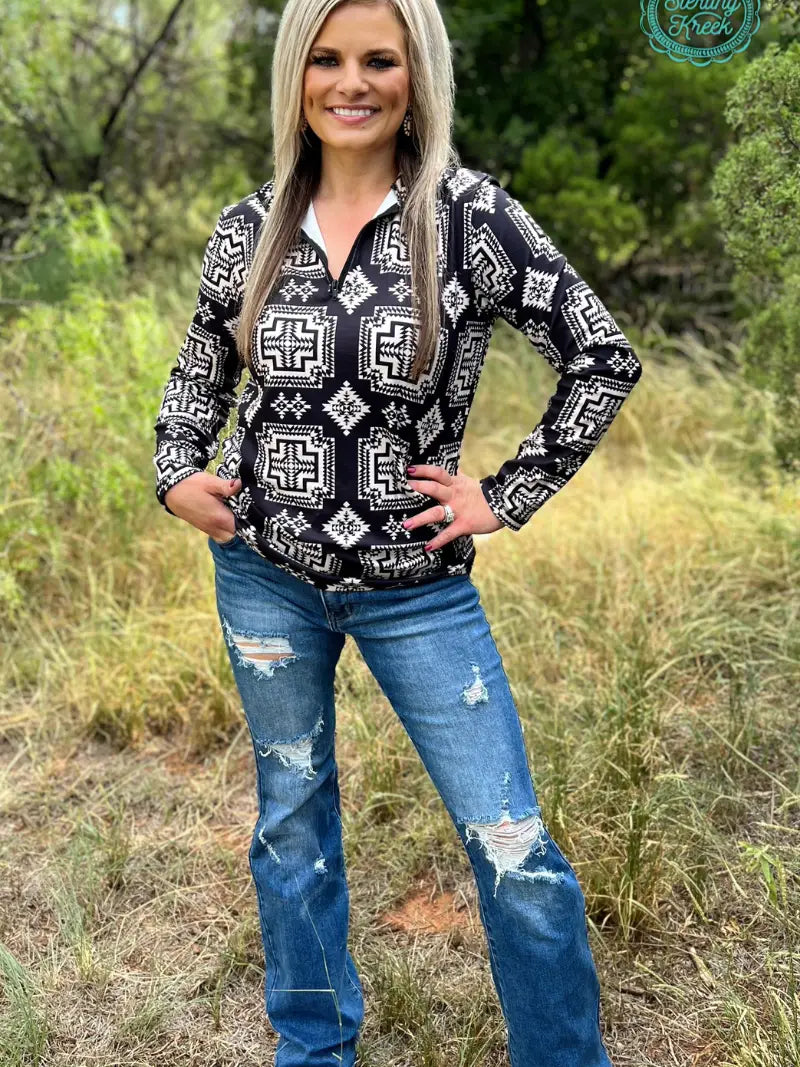 Down In The Hills Quarter-Zip Aztec Pullover