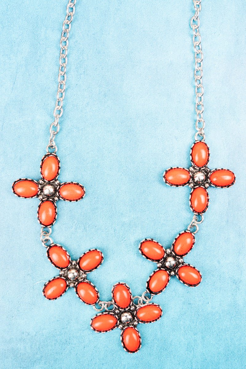 Tucson Summer Silver/Coral Necklace