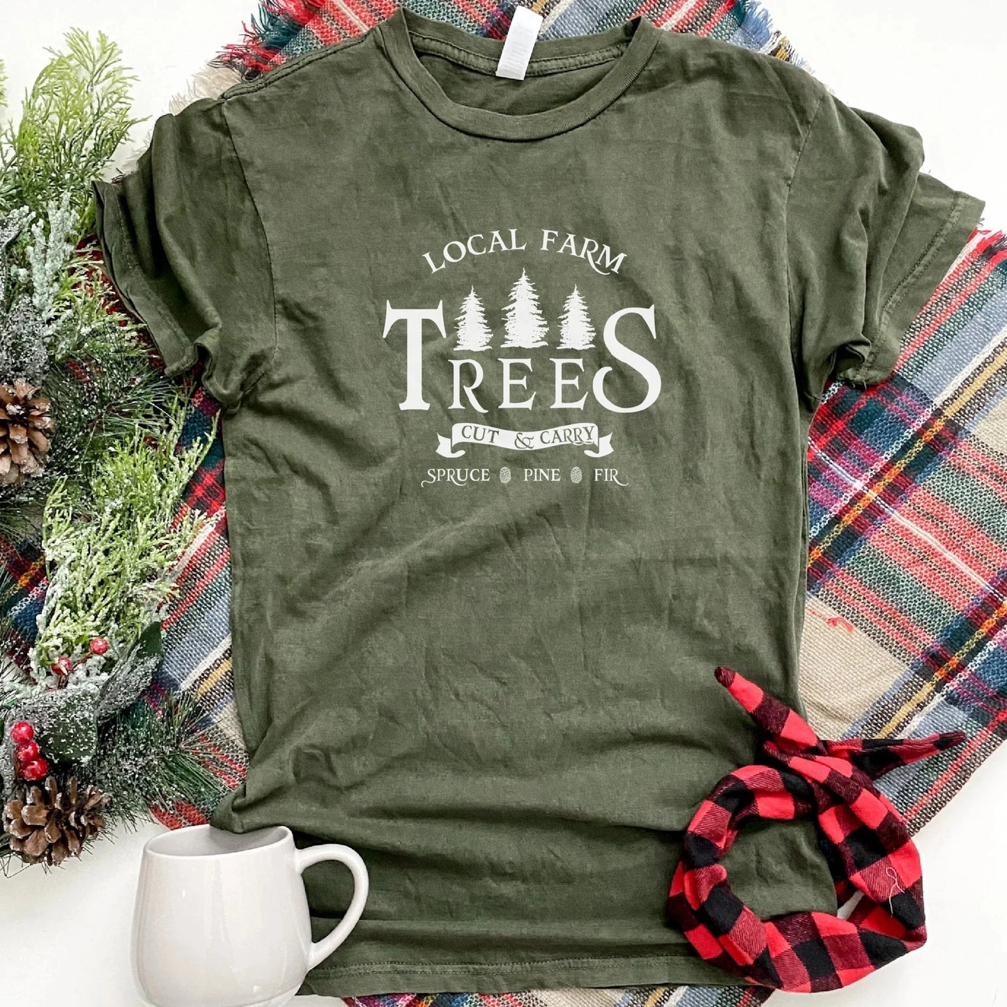 Local Farm Christmas Trees Olive Tee [will ship separately]