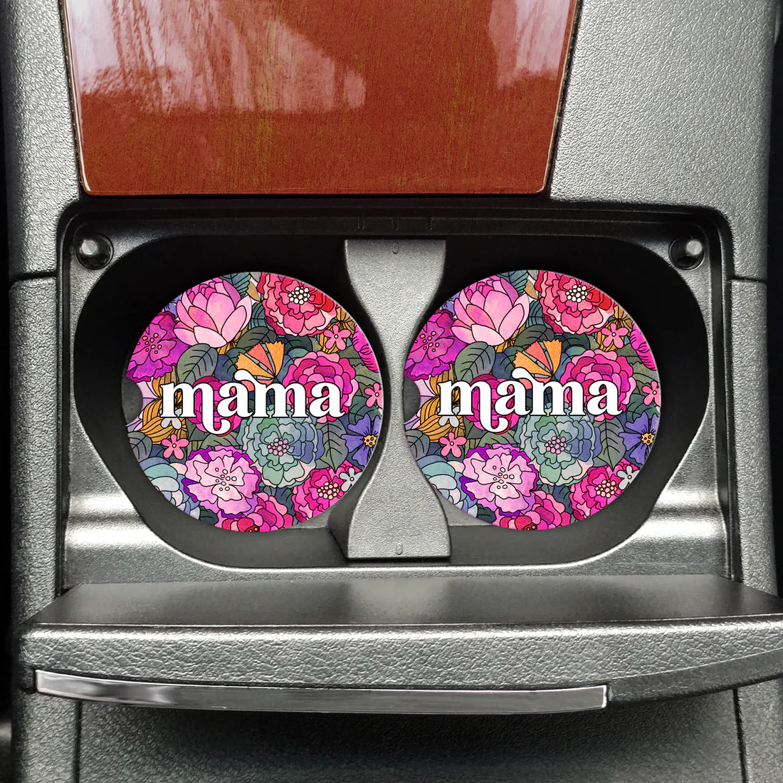 Mama Floral Car Coasters (Set of 2)