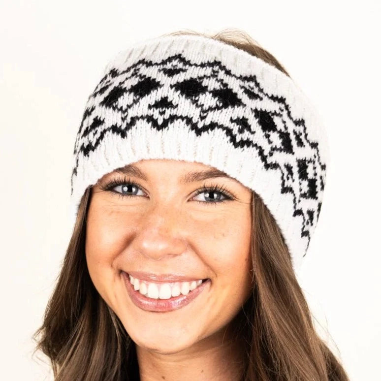 Blizzarding Comfort Knit Headband - White/Black
