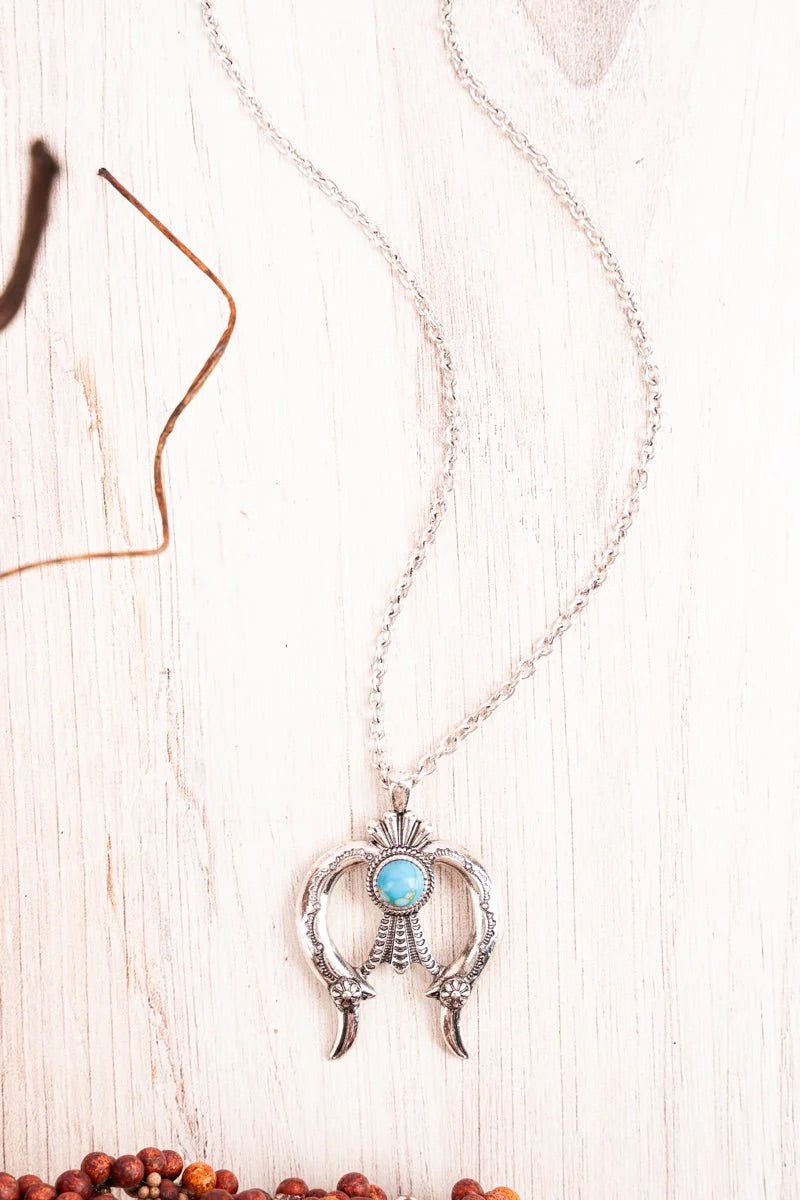 Serene Hope Silver/Turquoise Squash Blossom Necklace