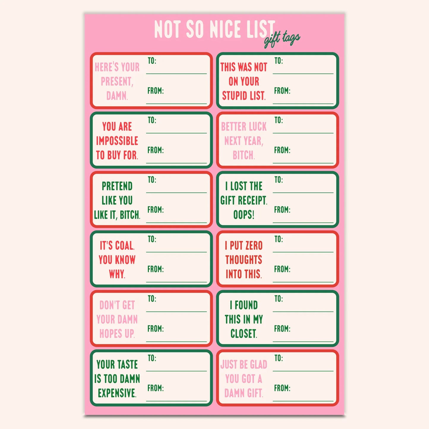 Not So Nice Gift Tag Sticker Sheet