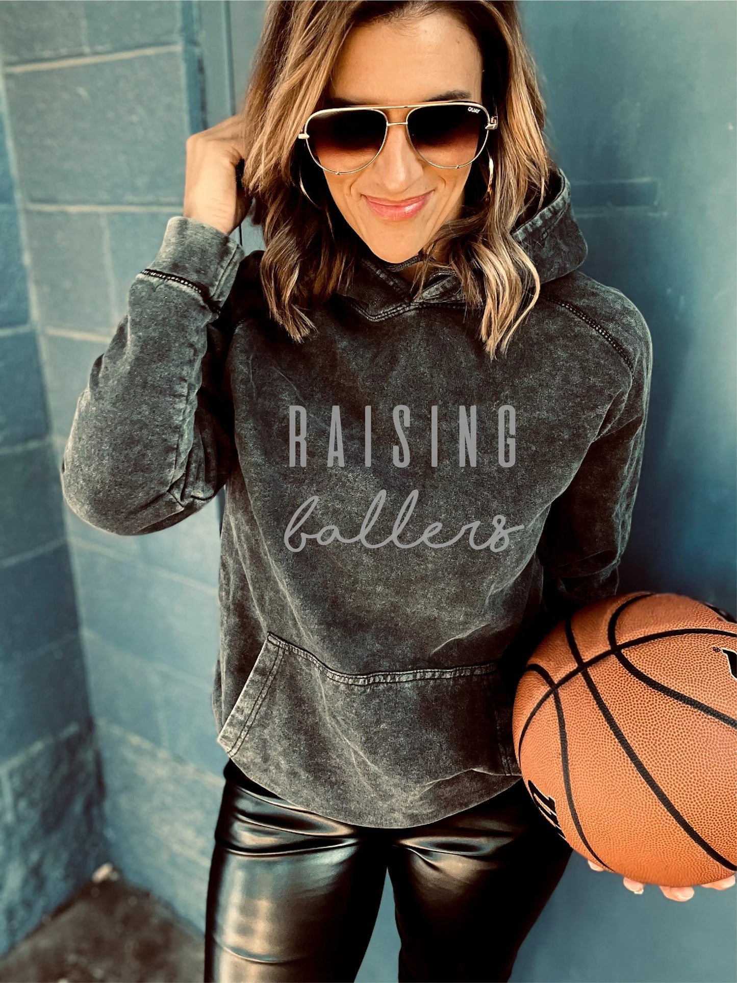 Raising Ballers Black Vintage Wash Hoodie Sweatshirt [will ship separately]