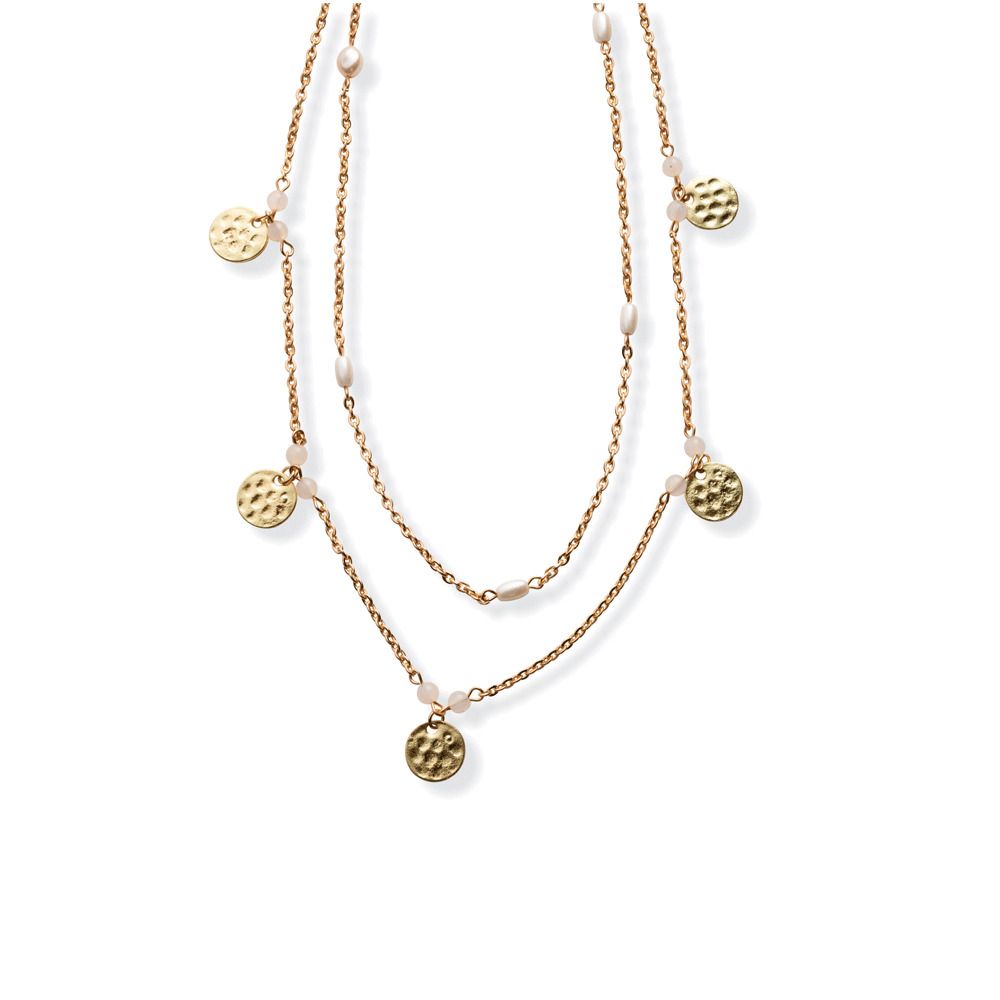 Wish To Pursue Gold/Pearl Layered Necklace