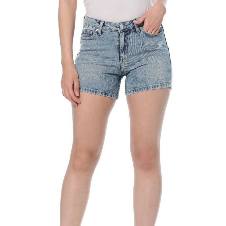 Rugged Summer Medium Wash Denim Shorts
