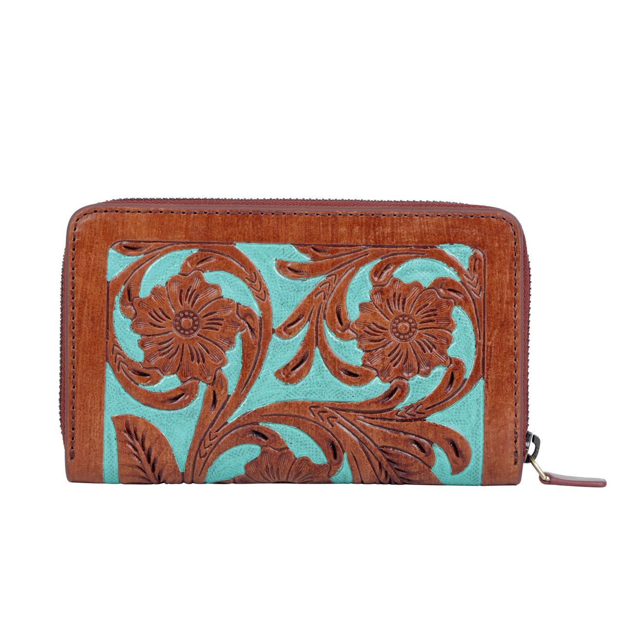 No Better Seascape Turquoise Tooled Leather Wallet