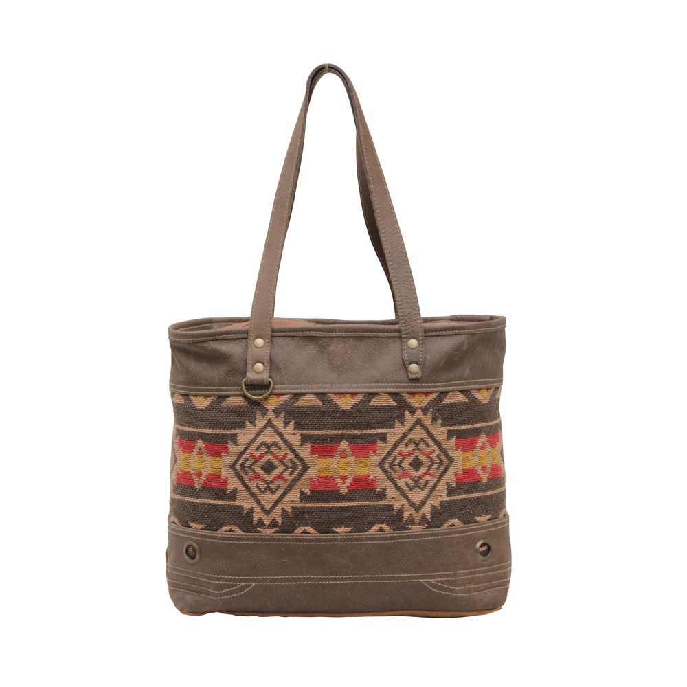 Those Autumn Feels Brown/Red Aztec Tote Bag