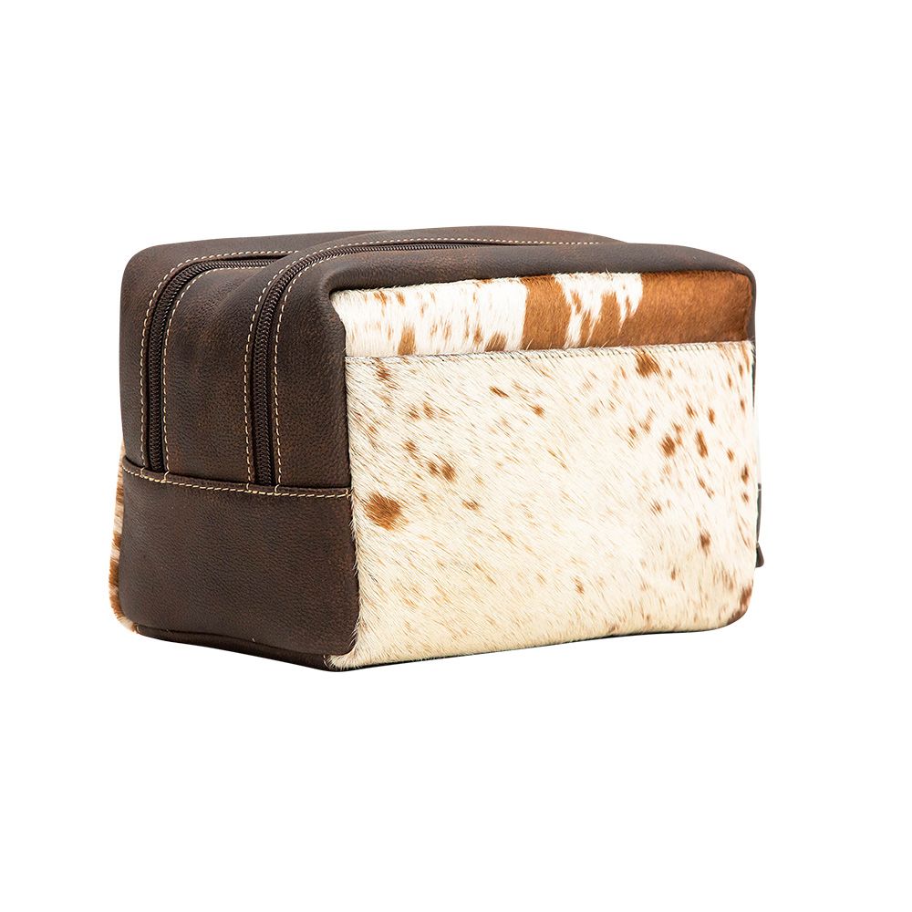 Speckled Cinnamon Leather/Hair-On-Hide Cosmetic Case