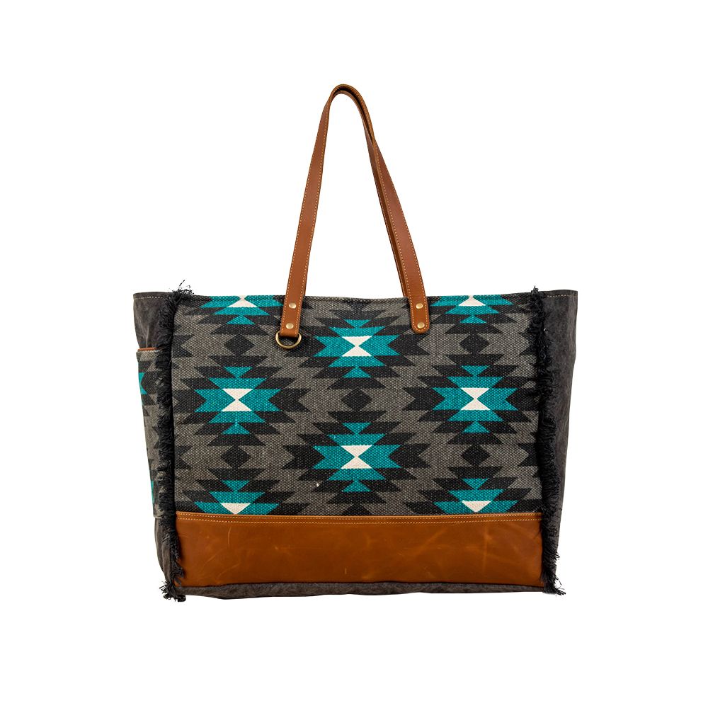 Never Broken Gray/Turquoise Aztec Weekender Bag
