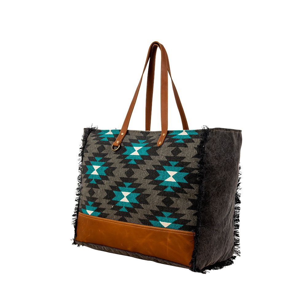 Never Broken Gray/Turquoise Aztec Weekender Bag