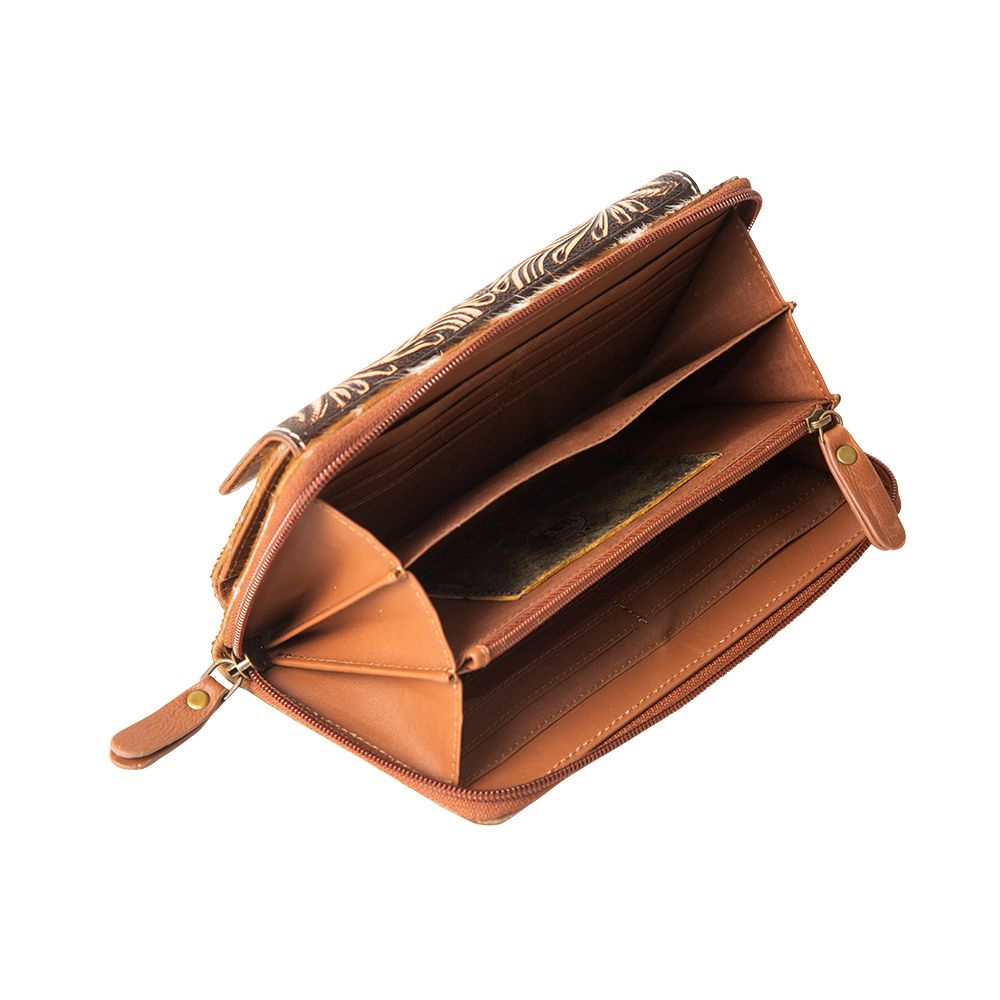 On The Rio Grande Tooled Leather/Hair-On-Hide Wallet
