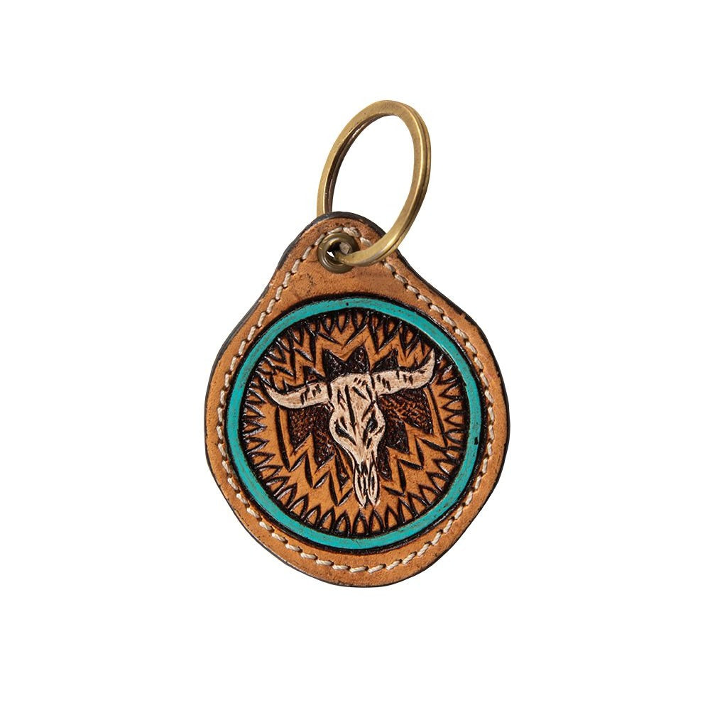 Bison Bluff Tooled Leather Keychain