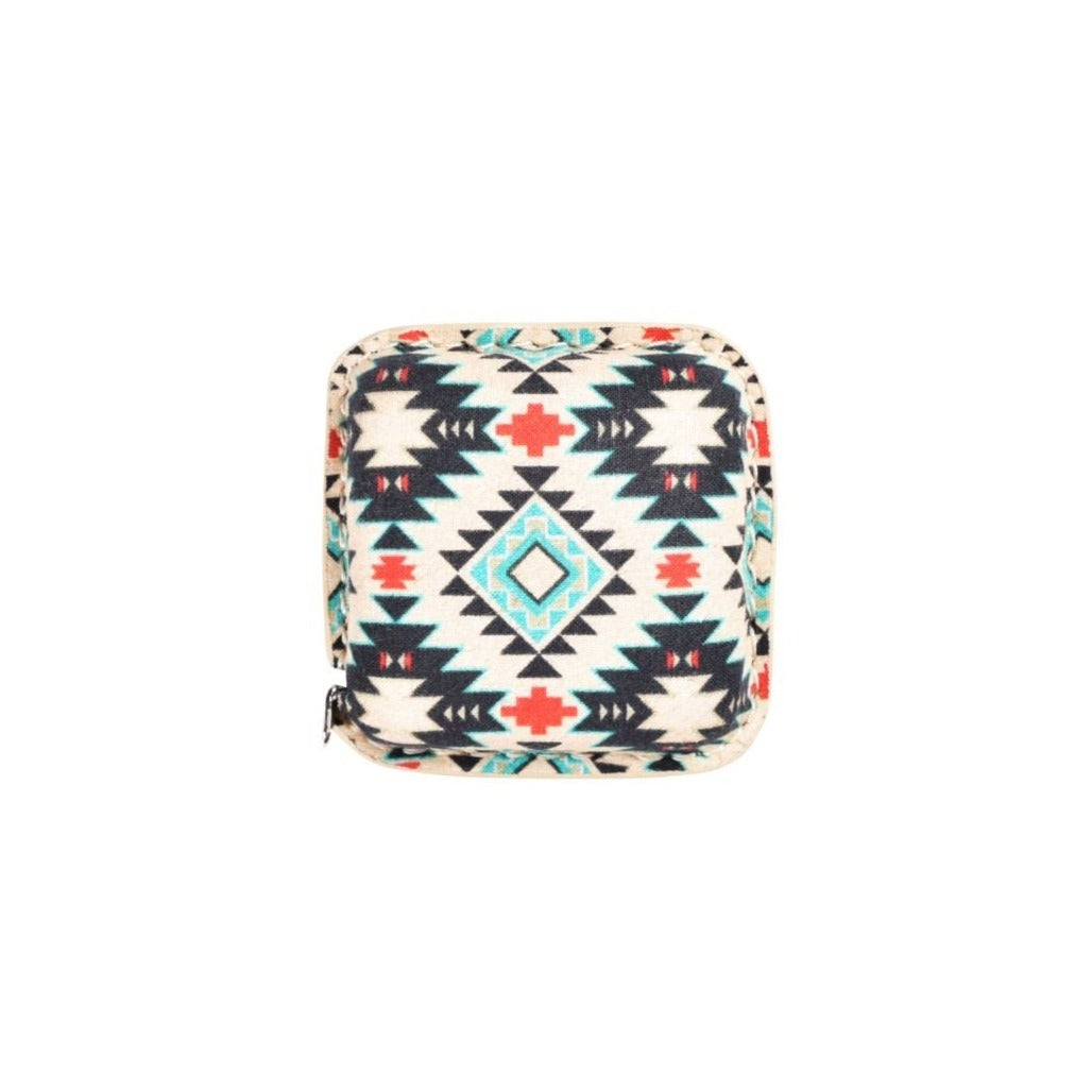 Cloudy Skies Navy/Coral Aztec Measuring Tape