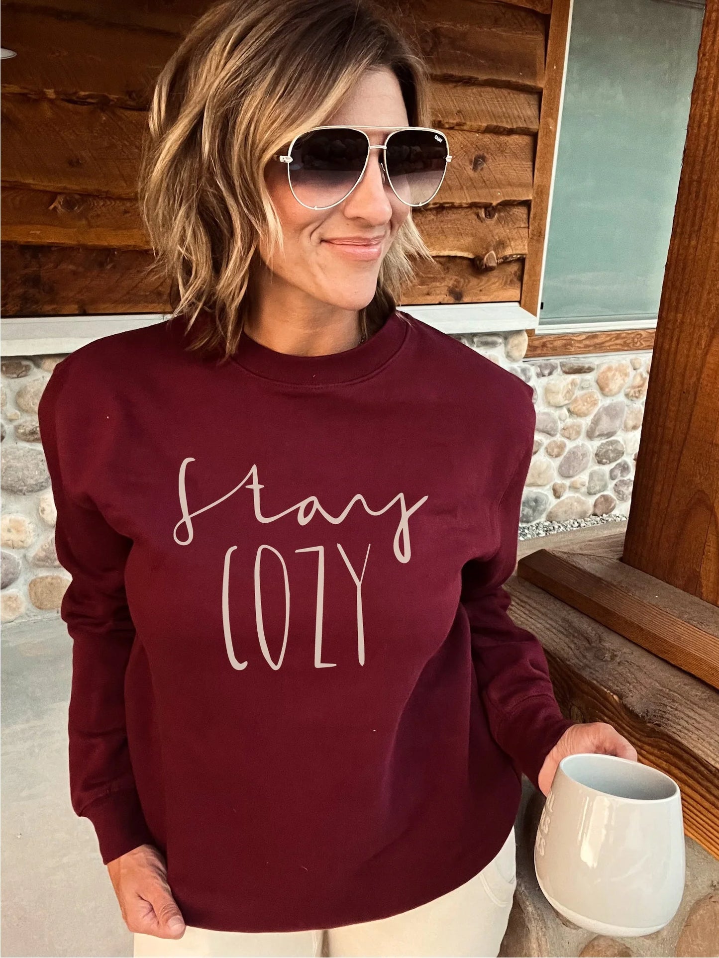 Stay Cozy French Terry Raglan Sweatshirt - Merlot