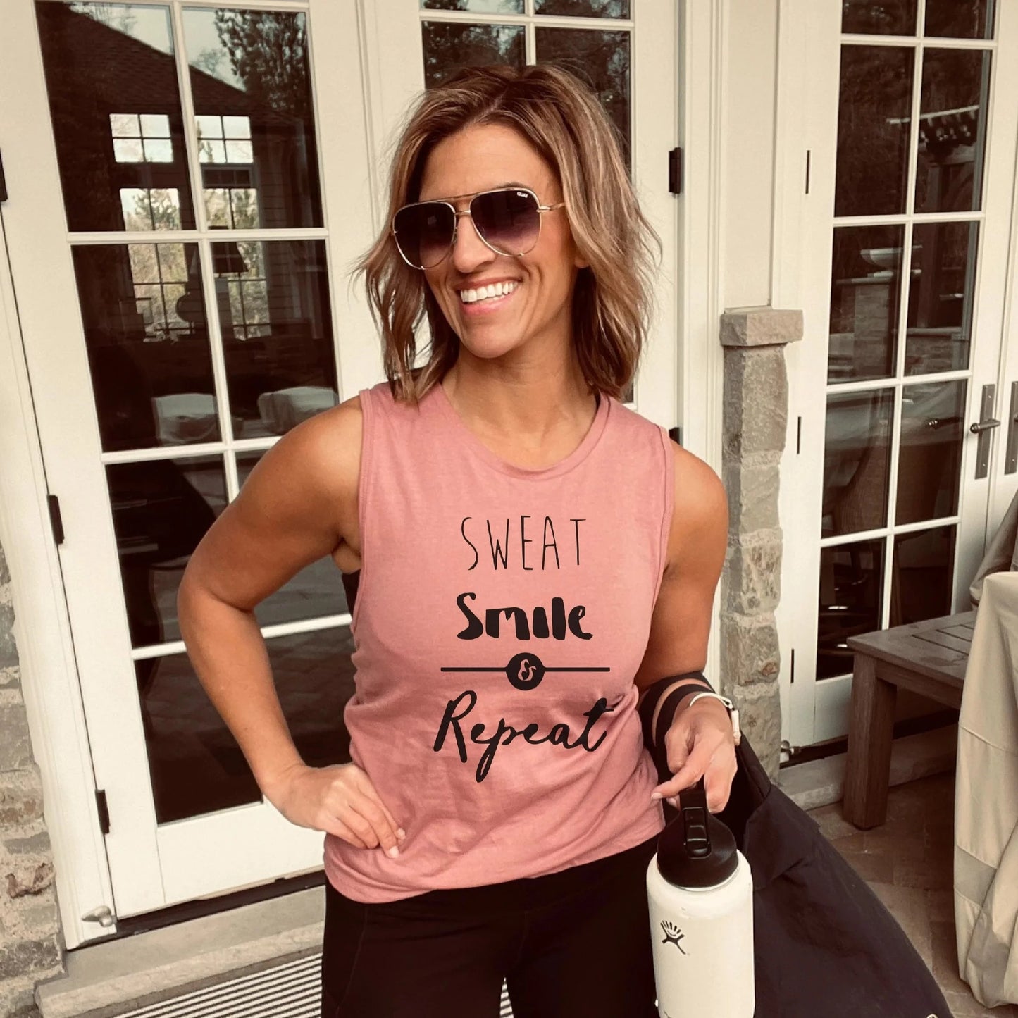 Sweat, Smile, Repeat Pink Muscle Tank [will ship separately]