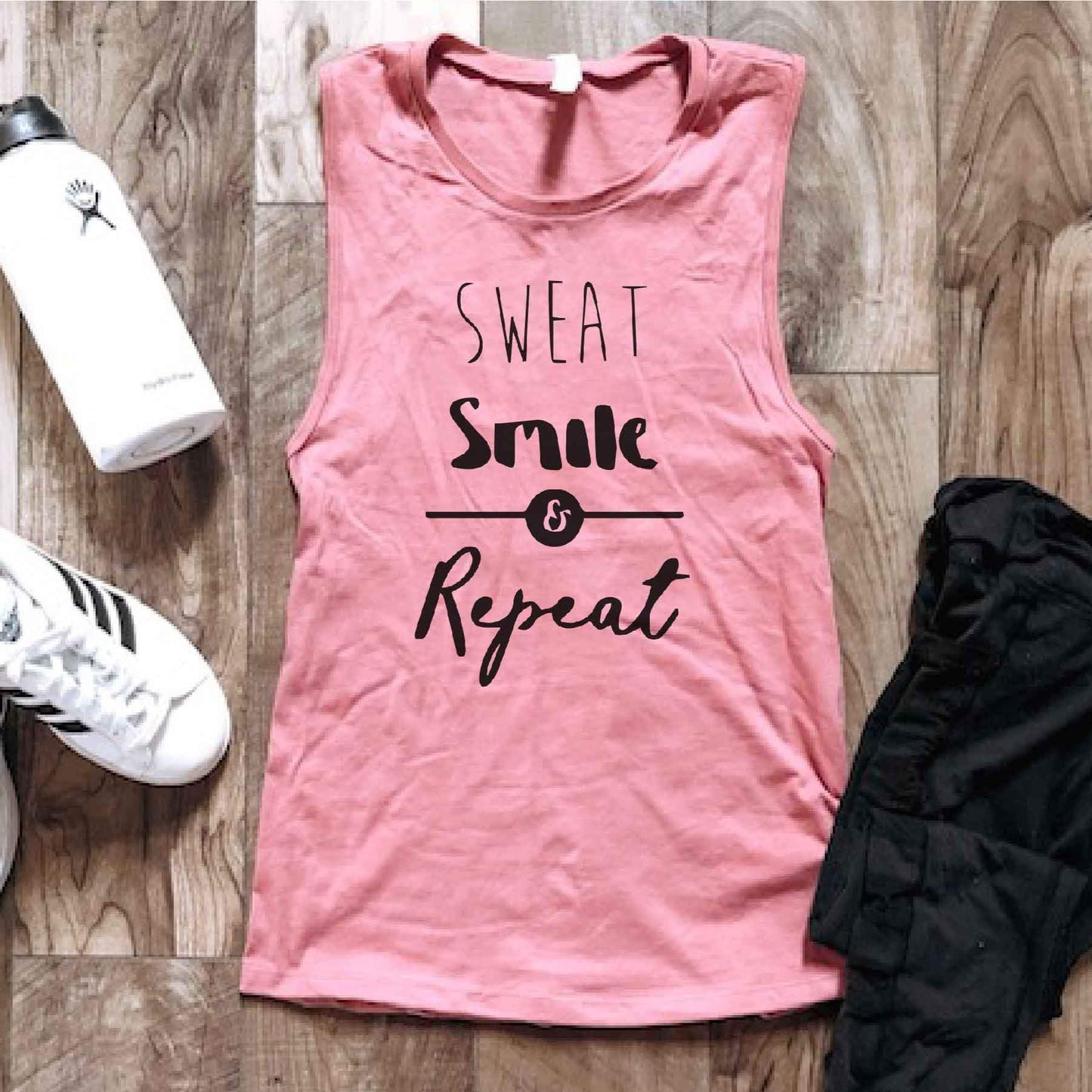 Sweat, Smile, Repeat Pink Muscle Tank [will ship separately]