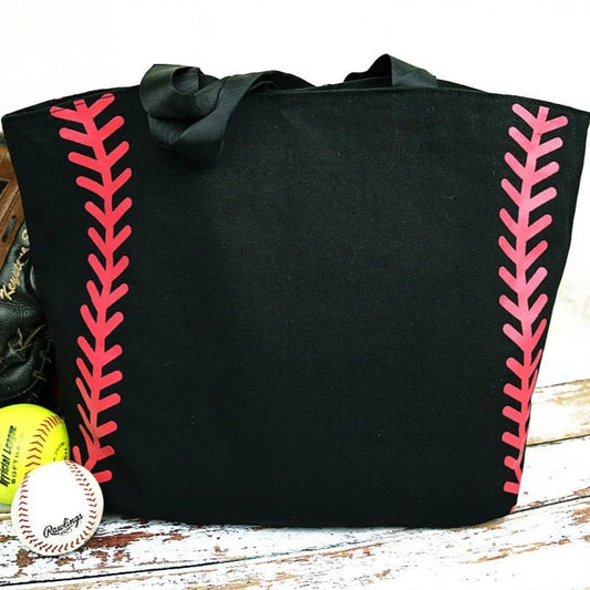 Black Baseball Laces Tote Bag