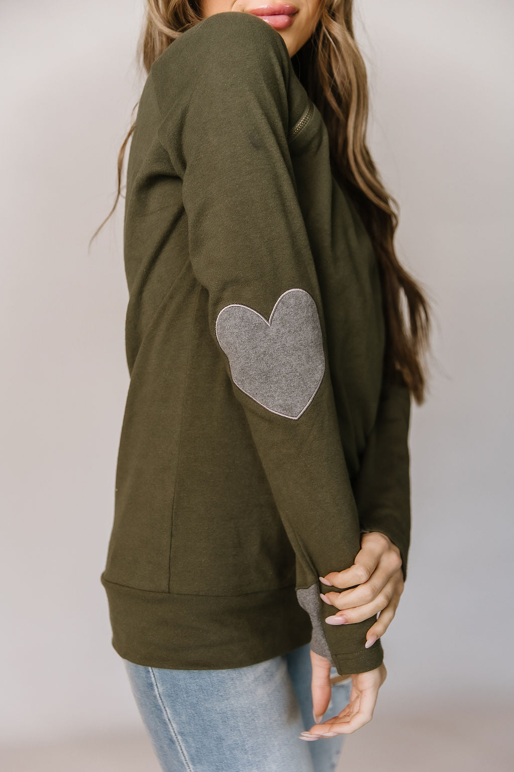 Follow Your Heart Ampersand Ave Elbow Patch Sweatshirt
