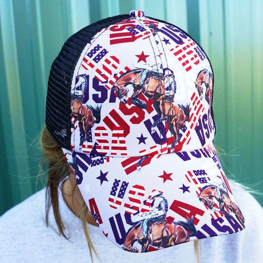 Rodeo In The USA Criss-Cross Ponytail Cap