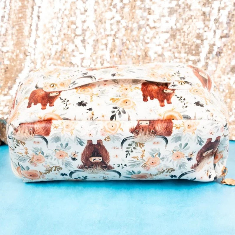 Take Me Home Expandable Cosmetic Case - Summer Highland Cow