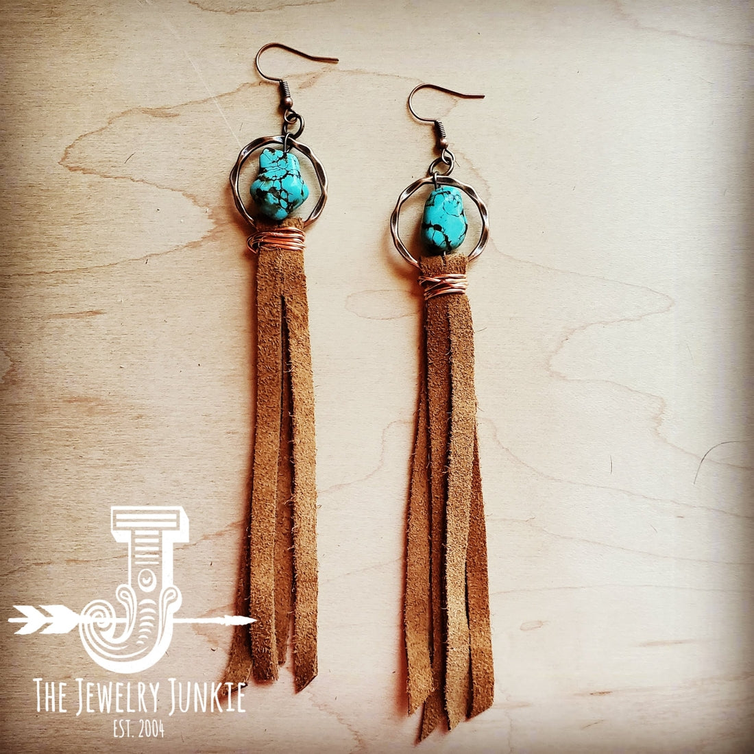 Suede Leather Turquoise Earrings
