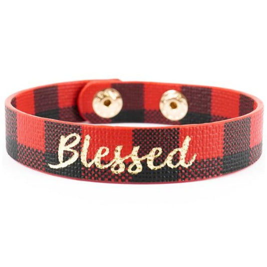 Blessed Red/Black Buffalo Plaid Bracelet