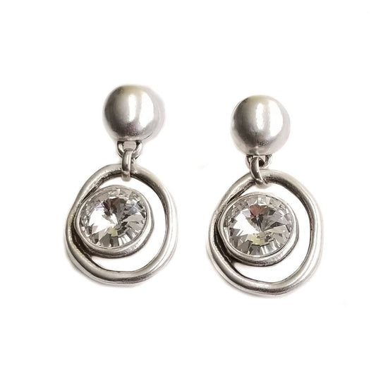 Pewter and Crystal Earrings