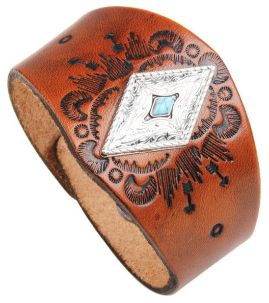 Make It Better Turquoise and Embossed Leather Bracelet