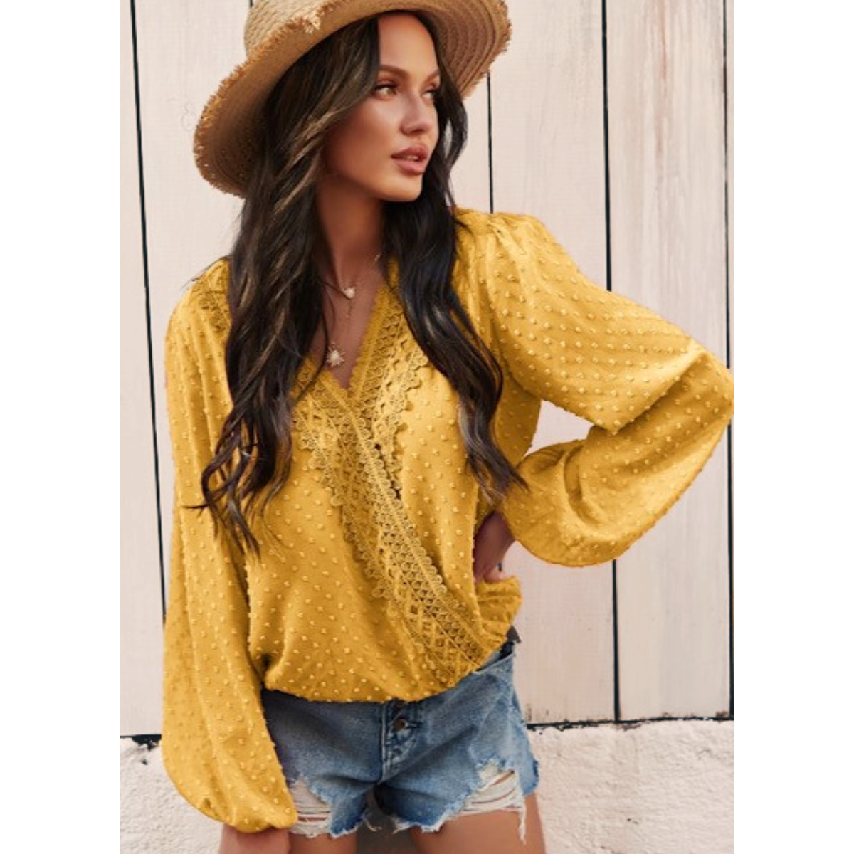 Daydreaming Awake Yellow Dotted Lace Top