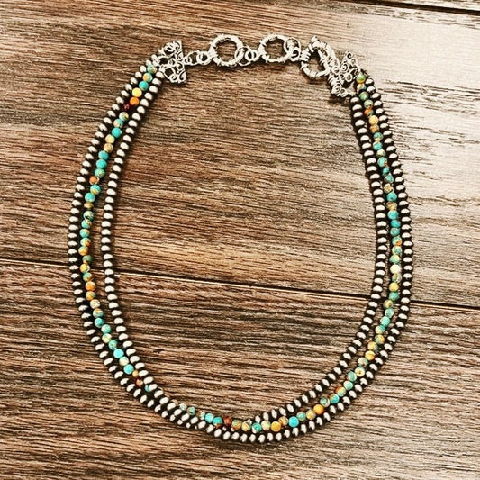 All Or Nothing Turquoise and Navajo Pearl Multi-Strand Necklace