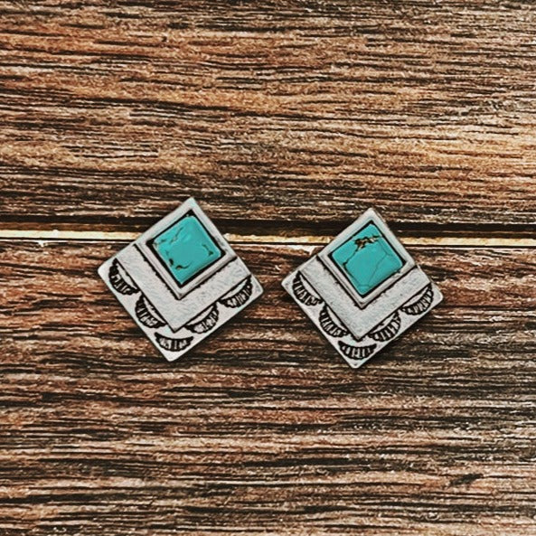 Always Reminded Turquoise and Silver Earrings
