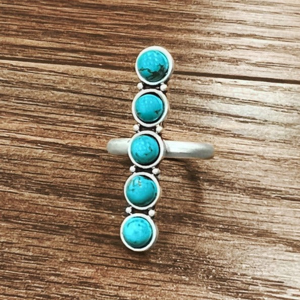 Just Remember Turquoise and Silver Bar Ring (Adjustable)