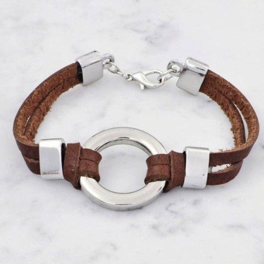 Straight Up Metal and Leather Bracelet