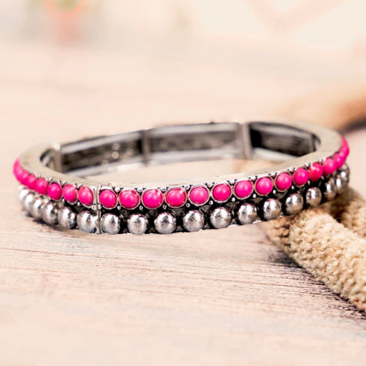 Party On Pink and Silver Stretch Bracelet