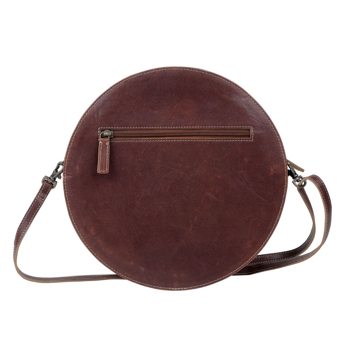 Cattle Drive Tooled Leather/Hair-On Round Purse