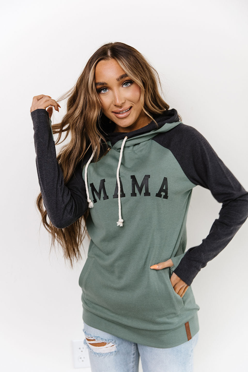Mama Sea Green DoubleHood Sweatshirt